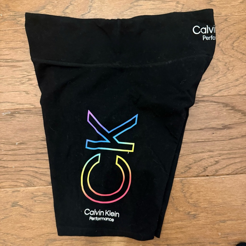 Calvin Klein Women's Black Bike Shorts with Colorful Logo - Picture 3 of 5